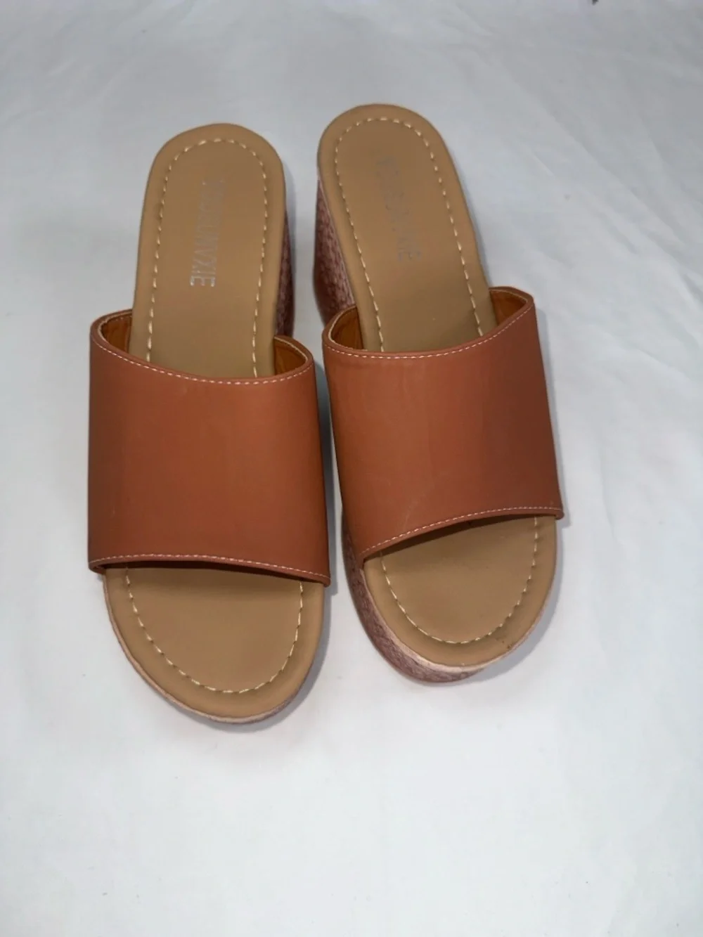 Platform Slide Sandals Brown Wedge Espadrille Style Womens Size 42 Size 10.5